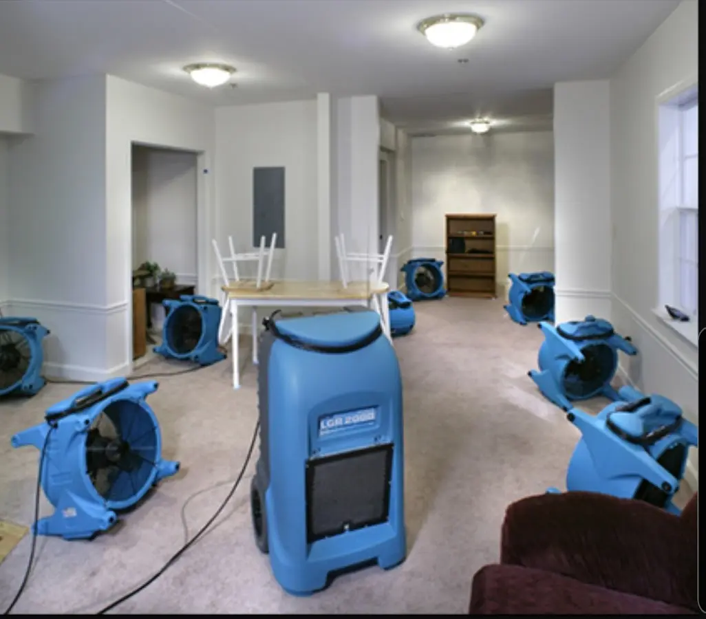Air movers and dehumidifier setup for Water Extraction & Removal in Greenbrier